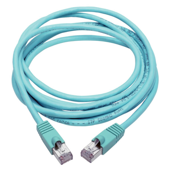 5026b9aa088e48258425807c1d95e28a Tripp Lite series Cat6a 10G Snagless Shielded STP Ethernet Cable (RJ45 M/M), PoE, Aqua, 15 ft. (4.57 m)