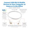 Tripp Lite series Safe-IT USB 2.0 A to USB Mini-B Antibacterial Cable (M/M), White, 6 ft. (1.83 m)