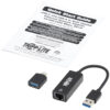 Tripp Lite series USB-C, USB-A to RJ45 Gigabit Ethernet Network Adapter (2xM/F), USB 3.2 Gen 1, Black