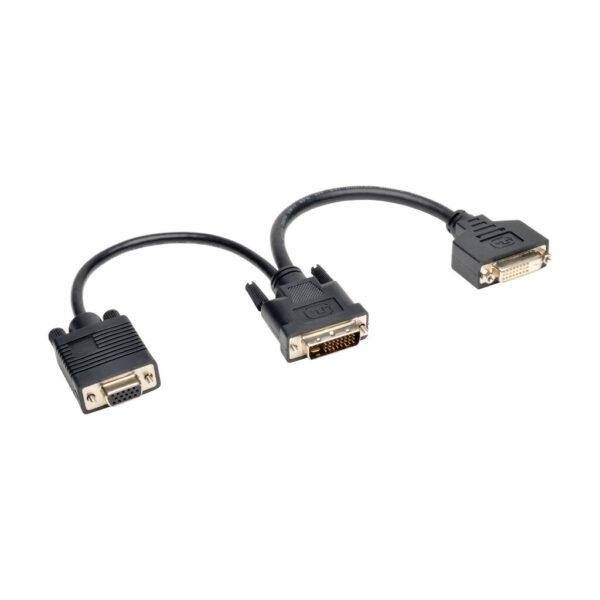50fea6d41ca03a0b04064e8cca7fccba Tripp Lite series DVI Y Splitter Cable, Digital and VGA Monitors (DVI-I M to DVI-D F and HD15 F) 6-in. (15.24 cm)