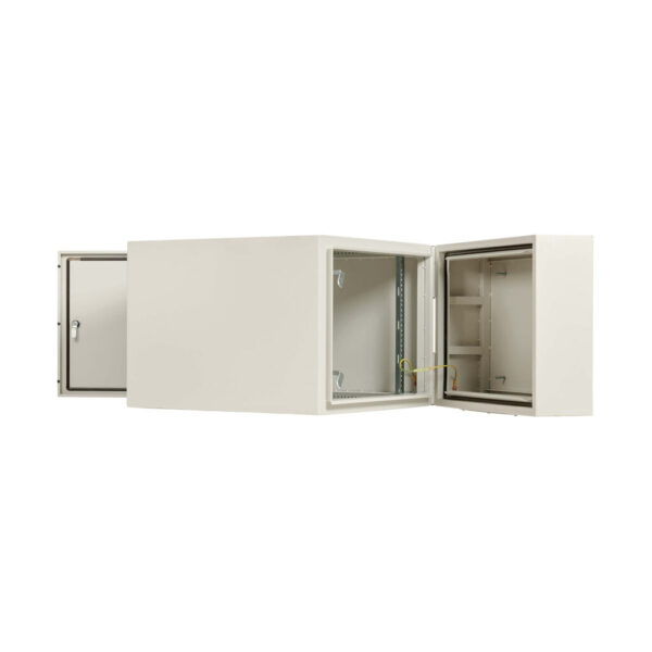 Tripp Lite series SmartRack Industrial Enclosure with Lock - NEMA 4, Wall Mount, Metal Construction, Hinged Back, 32 in. Depth, 9U, Gray