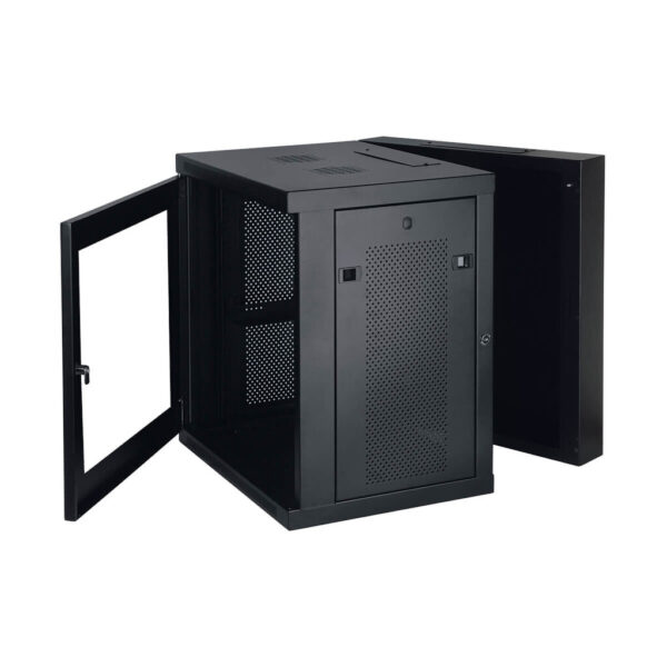 Tripp Lite series SmartRack 12U Low-Profile Switch-Depth Wall-Mount Small Rack Enclosure, Clear Acrylic Window, Hinged Back