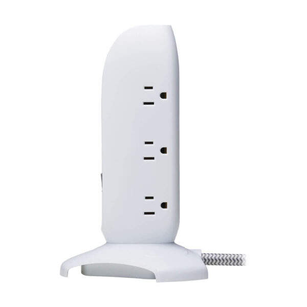 Tripp Lite series 5-Outlet Surge Protector Tower, 3x USB Ports (3.1A Shared), 6 ft. Cord, 5-15P Plug, 1200 Joules, White