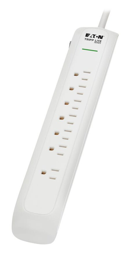 Tripp Lite series Protect It! 7-Outlet Surge Protector - 5-15R Outlets, 1500 Joules, 6 ft. (1.8 m) Cord, White