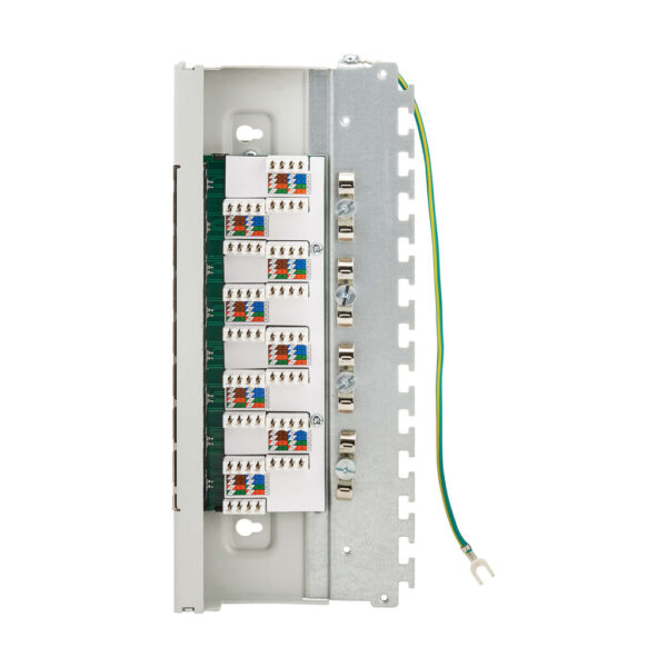 Tripp Lite series Cat6a STP Patch Panel, 8 Ports, DIN Rail or Wall Mount, TAA