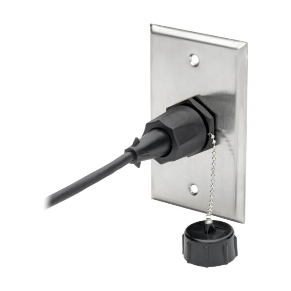 Tripp Lite series RJ45 Bulkhead Coupler for Cat5/Cat6, Female to Female, Shielded, Industrial, Dust Cap - IP68, TAA
