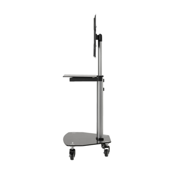 529dfb9a80814df835a44ca87ef0211c Tripp Lite series Premier Rolling TV Cart for 32” to 55” Displays, Black Glass Base and Shelf, Locking Casters