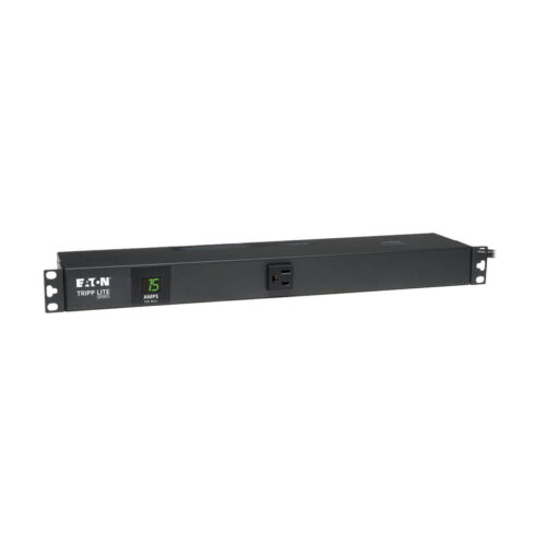 Tripp Lite series 1.4kW Single-Phase Local Metered PDU, 120V Outlets (13 5-15R), 5-15P, 100-127V Input, 15 ft. (4.57 m) Cord, 1U Rack-Mount
