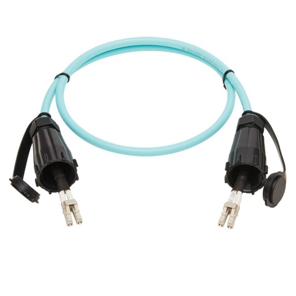 53968dd7971d8f48c939be84ffbb324c Tripp Lite series 10Gb Rigid Industrial Duplex Multimode 50/125 OM3 Fiber Patch Cable (LC/LC) - IP68, Aqua, 1 m (3 ft.)