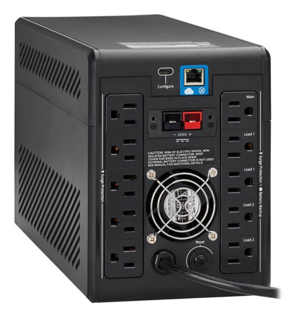 Tripp Lite 1.44kVA 1kW 120V Line-Interactive Cloud-Connected UPS - 10 5-15R Outlets (5 Surge-Only), LCD, 5-15P Plug, Tower - SMART1500LCDTXC