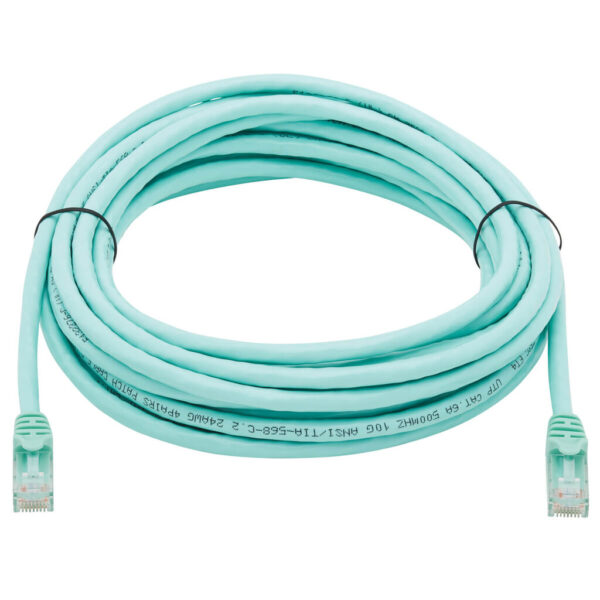 54c839a30a73b7e12100056f07b5ec97 Tripp Lite series Cat6a 10G Snagless UTP Ethernet Cable (RJ45 M/M), Aqua, 25 ft. (7.62 m)