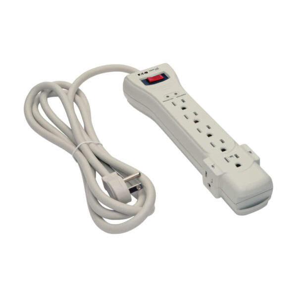 553d543f5284ef083f79719b3e8bcf1e Tripp Lite series Protect It! 7-Outlet Surge Protector, 7 ft. Cord with Right-Angle Plug, 2160 Joules, Diagnostic LEDs, Light Gray Housing