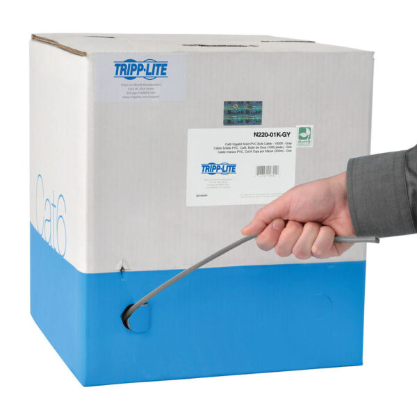 Tripp Lite series Cat6 Gigabit Bulk UTP Stranded 24 AWG CMR PVC Cable, Gray, 1000 ft. (304.8 m) TAA
