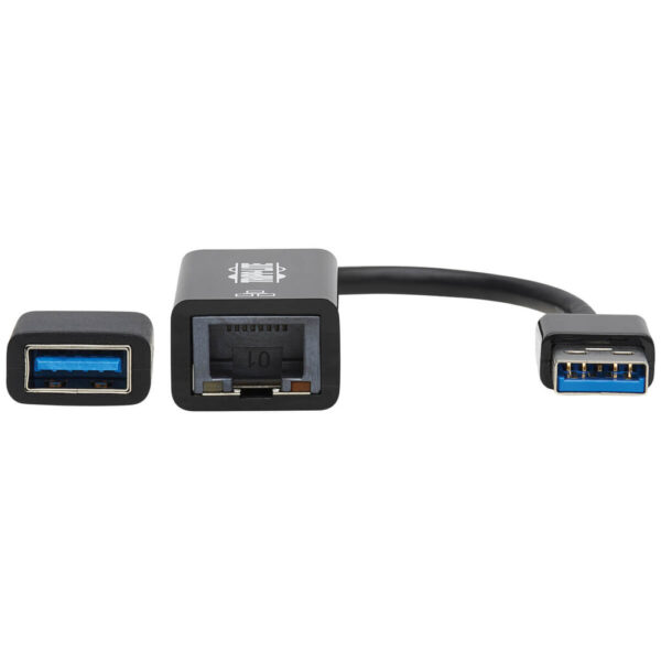 Tripp Lite series USB-C, USB-A to RJ45 Gigabit Ethernet Network Adapter (2xM/F), USB 3.2 Gen 1, Black