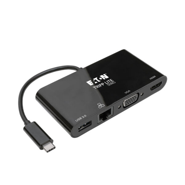 Tripp Lite series USB-C Multiport Adapter - 4K HDMI, VGA, USB 3.x (5Gbps) Hub Port, GbE, HDCP, Black