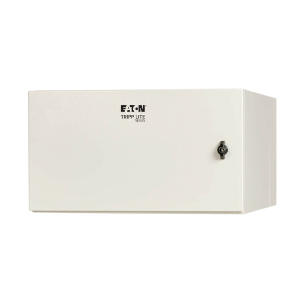 56a482f3d46e066ffd2c1b7552c2fd66 Tripp Lite series SmartRack Industrial Enclosure with Lock - NEMA 4, Wall Mount, Metal Construction, Hinged Back, 28 in. Depth, 6U, Gray