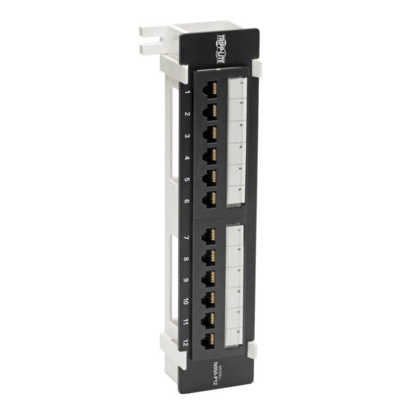 Tripp Lite series Cat5e Wall-Mount 12-Port Patch Panel - PoE+ Compliant, 110/Krone, 568A/B, RJ45 Ethernet, TAA