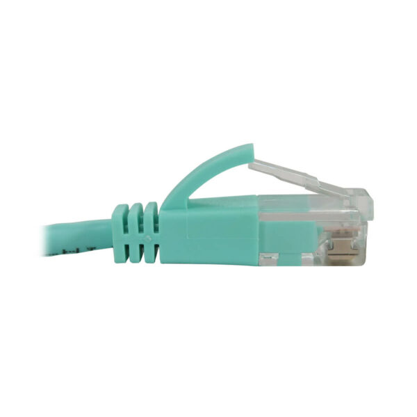 574992613e2f7472a923995424908d32 Tripp Lite series Cat6a 10G Snagless Molded Slim UTP Ethernet Cable (RJ45 M/M), PoE, Aqua, 6 in. (15 cm)