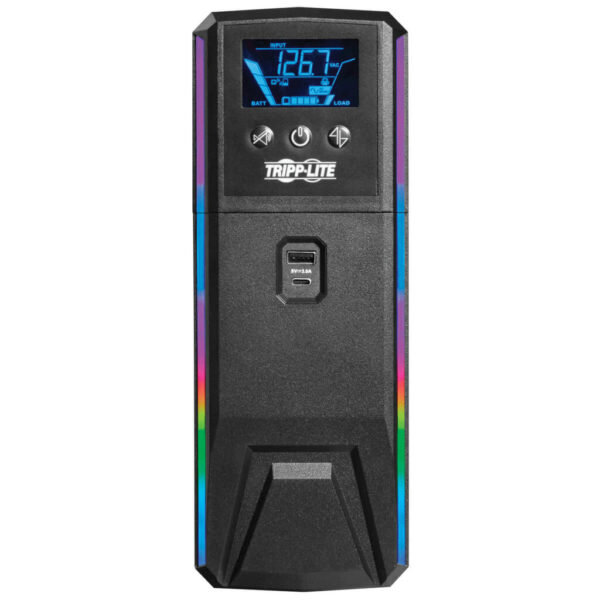 574a5e00f071fe7e42166966ff5fd664 Tripp Lite series 1200VA 720W 120V Pure Sine Wave Gaming UPS Battery Backup - LCD, AVR, RGB LEDs, USB Charging, Tower
