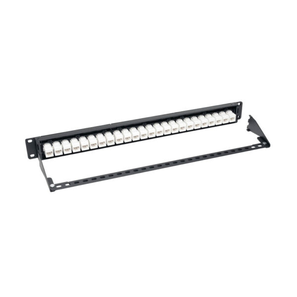 574f7212ac193855618f270c1dc8a494 Tripp Lite series 24-Port Cat6a Feed-Through Patch Panel - 4PPoE Compliant, 1U Rack-Mount, RJ45 Ethernet, Black, TAA