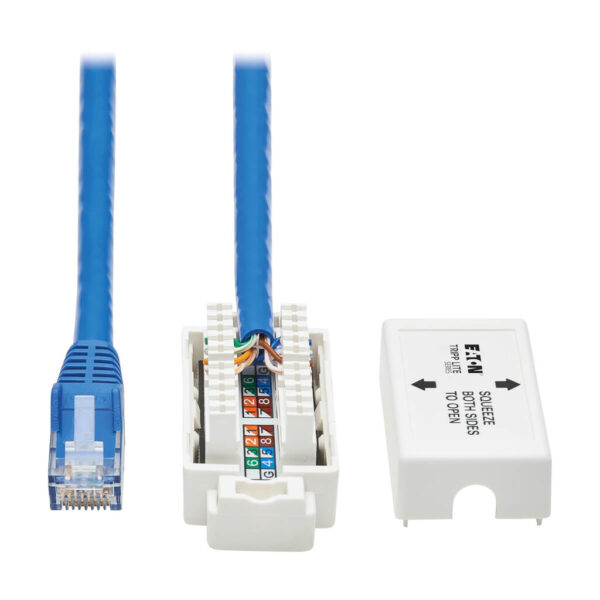 5779fd7ae2fe33a9eda19f328042ab99 Tripp Lite series Cat6a Keystone Jack Cable Assembly - Shielded, PoE+, RJ45 M/F, 18-in. (45.72 cm), Blue, TAA