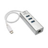 Tripp Lite series 3-Port USB 3.x (5Gbps) Hub with LAN Port, USB-C to 3x USB-A Ports and Gigabit Ethernet, Silver