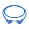 57bf9d3b66aec7eab26e4532616442d8 Tripp Lite series Up/Down-Angle Cat6 Gigabit Molded Slim UTP Ethernet Cable (RJ45 Up-Angle M to RJ45 Down-Angle M), Blue, 2 ft. (0.61 m)