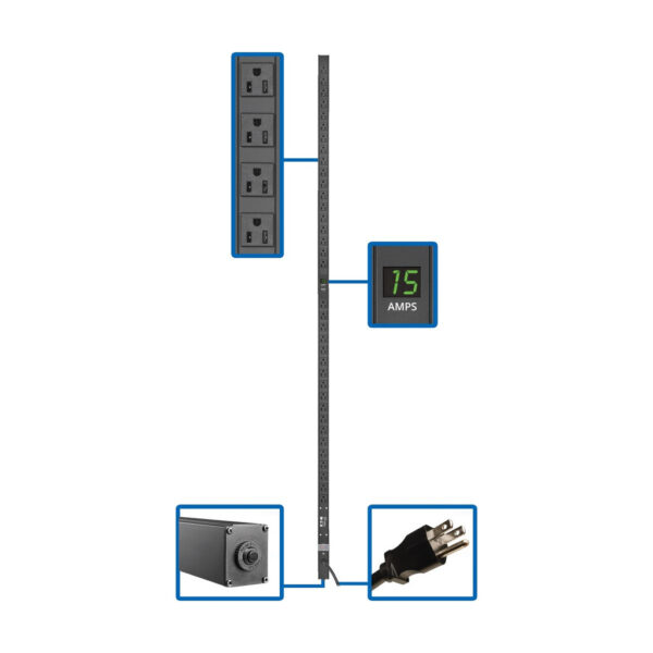 Tripp Lite series 1.5kW 100-127V Single-Phase Local Metered PDU - 36 NEMA 5-15R Outlets, 5-15P Input, 15 ft. Cord, 72 in. 0U Rack