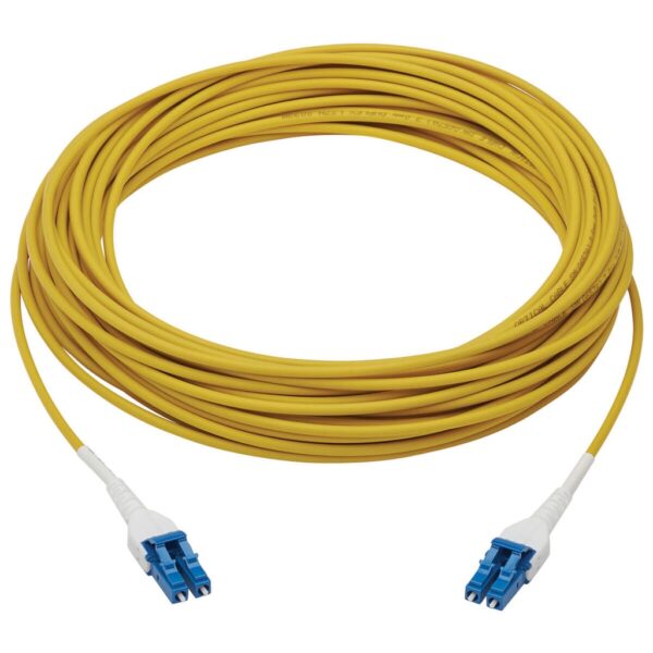 Tripp Lite series 100G Duplex Singlemode 9/125 OS2 Armored Fiber Optic Cable (LC/LC Duplex M/M), LSZH, Yellow, 15 m (49.2 ft.)