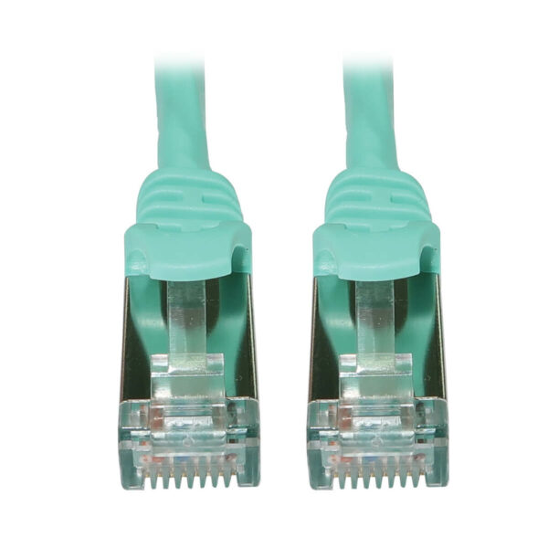 58562c1dcc84244b1f55c29851e3a98c-2 Tripp Lite series Cat6a 10G Snagless Shielded Slim STP Ethernet Cable (RJ45 M/M), PoE, Aqua, 10 ft. (3.1 m)