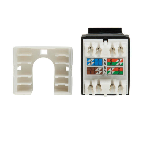 58c21829107c0a410c661491ff03673b-2 Tripp Lite series Cat6a Keystone Jack - 4PPoE Compliant, 110/Krone, 568A/B, RJ45 Ethernet, Black, TAA