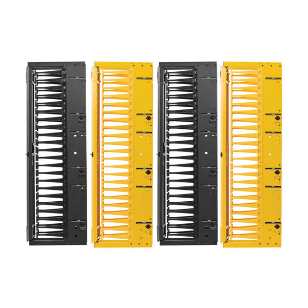 58c96c765e4a37cbd59d41068a0abf18 Tripp Lite series High-Capacity Vertical Cable Manager - Deep Double Finger Duct with Cover, Double Sided, 6 in. Wide, Yellow/Black, 7 ft. (2.2 m)