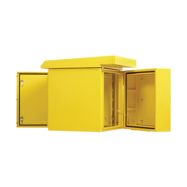 Tripp Lite SmartRack 12U NEMA 3R Industrial Wall-Mount Enclosure, Locking, Hinged Back, Fan with Thermal Switch, 28 in. Deep, Yellow - SRN3RY12US