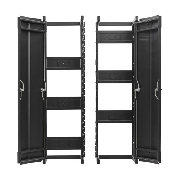 596d164c63e12e1b2cfd2e2c5da6f6d2 Tripp Lite series High-Capacity Vertical Cable Manager - Deep Double Finger Duct with Cover, Single Sided, 12 in. Wide, Black, 7 ft. (2.2 m)