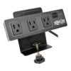 Tripp Lite series Protect It! 3-Outlet Surge Protector with Desk Clamp, 10 ft. Cord, 510 Joules, 2 USB Charging Ports, Black Housing