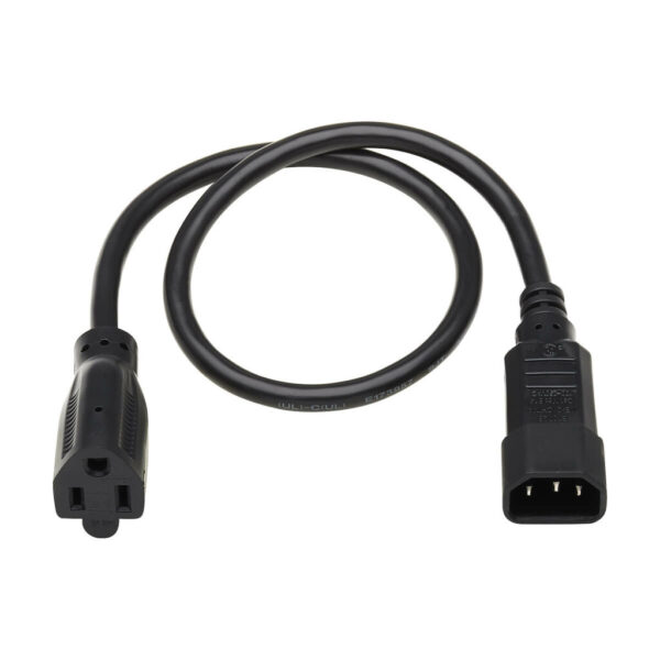 Tripp Lite series NEMA 5-15R to C14 Computer AC Power Cable - 13A, 125V, 16 AWG, 2 ft. (0.61 m), Black