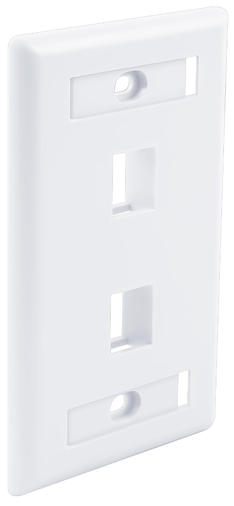 2-Port Single Gang, Flush Style, Faceplate, W/Window Labels White