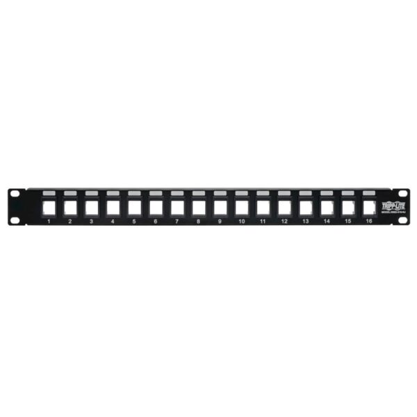 Tripp Lite series 16-Port 1U Rack-Mount Unshielded Blank Keystone/Multimedia Patch Panel, RJ45 Ethernet, USB, HDMI, Cat5e/6