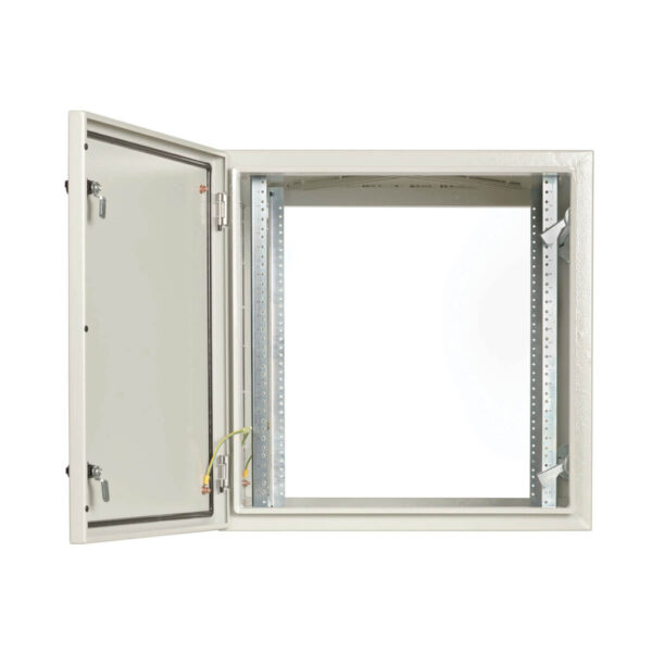 Tripp Lite series SmartRack Industrial Enclosure with Lock - NEMA 4, Wall Mount, Metal Construction, Hinged Back, 32 in. Depth, 12U, Gray