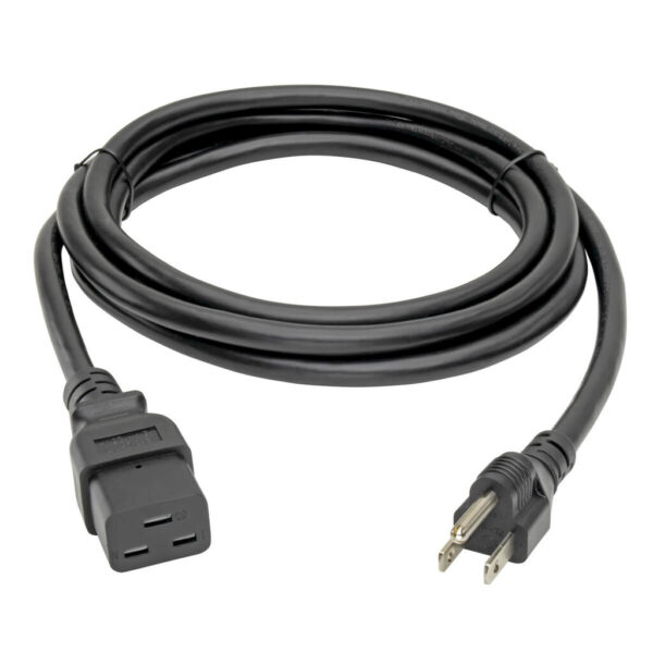 5a53b5514d44416ab6364da3773577be-1 Tripp Lite series Computer Power Cord, C19 to NEMA 5-15P - Heavy-Duty, 15A, 125V, 14 AWG, 8 ft. (2.43 m), Black