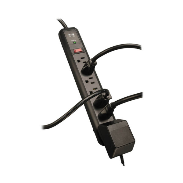 Tripp Lite series Protect It! 7-Outlet Surge Protector, 6 Right-Angle Outlets, 4 ft. (1.22 m) Cord, 1080 Joules, Diagnostic LED, Black Housing