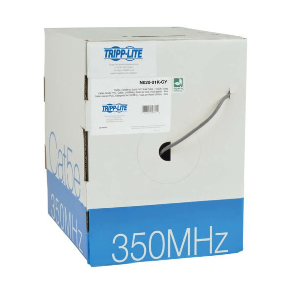 5aa3aa180b3f5f549b0aa591e85c5e0a Tripp Lite series Cat5e 350 MHz Stranded-Core (UTP) PVC Bulk Ethernet Cable - Gray, 1000 ft. (304.8 m)