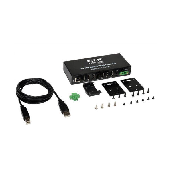 Tripp Lite series 7-Port Industrial-Grade USB 2.0 Hub - 15 kV ESD Immunity, Metal Housing, Mountable