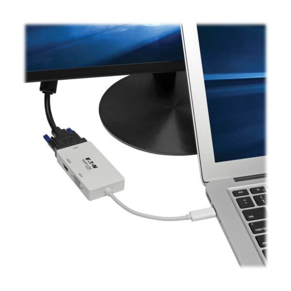 Tripp Lite series USB-C Multiport Adapter (M/3xF) - 4K HDMI, DVI, VGA, HDCP, White