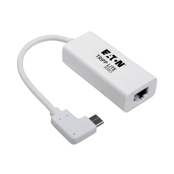 Tripp Lite series USB-C to Gigabit Network Adapter with Right Angle USB-C, Thunderbolt 3 Compatibility - White