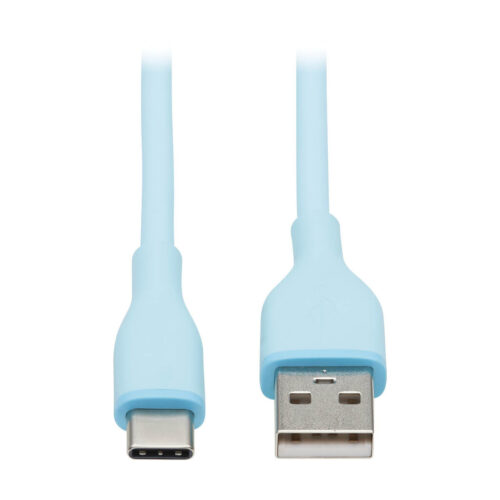 Tripp Lite series Safe-IT USB-A to USB-C Antibacterial Cable, USB 2.0, Ultra Flexible (M/M), Light Blue, 6 ft. (1.8 m)