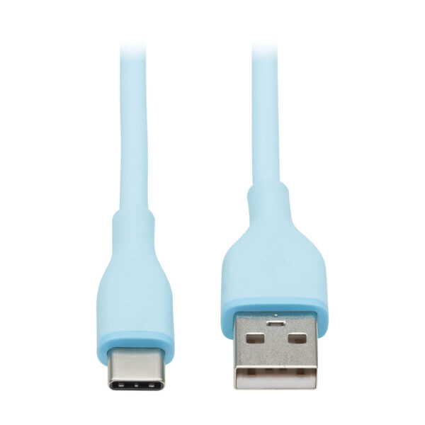 Tripp Lite series Safe-IT USB-A to USB-C Antibacterial Cable, USB 2.0, Ultra Flexible (M/M), Light Blue, 6 ft. (1.8 m)
