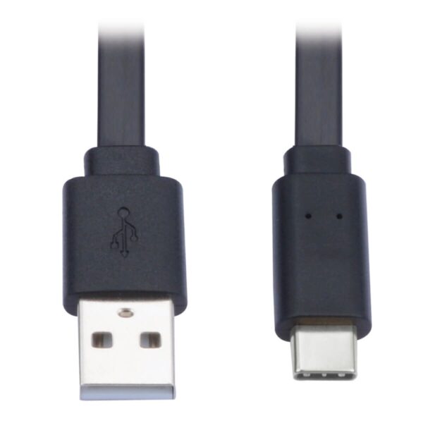 Tripp Lite series USB-A to USB-C Flat Cable - M/M, USB 2.0, Black, 3 ft. (0.91 m)