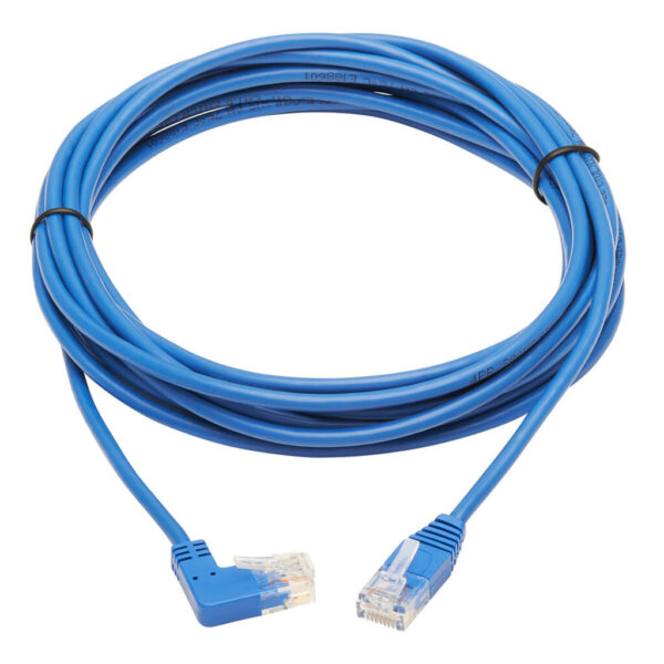 Tripp Lite series Right-Angle Cat6 Gigabit Molded Slim UTP Ethernet Cable (RJ45 Right-Angle M to RJ45 M), Blue, 20 ft. (6.09 m)