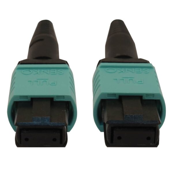 Tripp Lite series 40/100/400G Multimode 50/125 OM3 Fiber Optic Cable (12F MTP/MPO-PC F/F), LSZH, Aqua, 3 m (9.8 ft.)